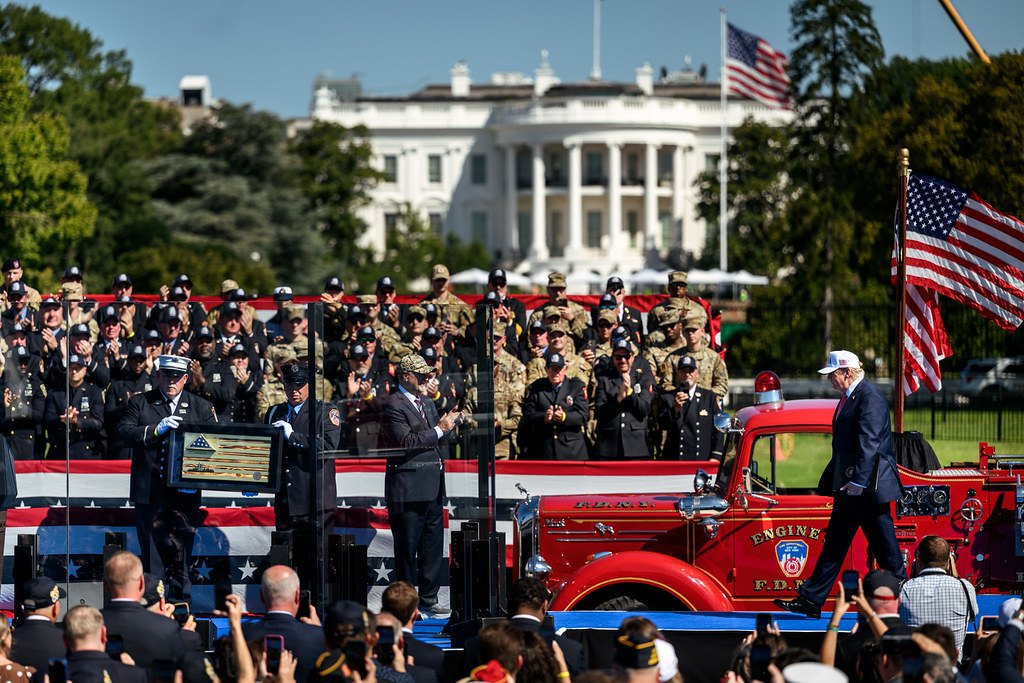 President Trump at the Steel Across America event commemorating the 25th anniversary of September 11