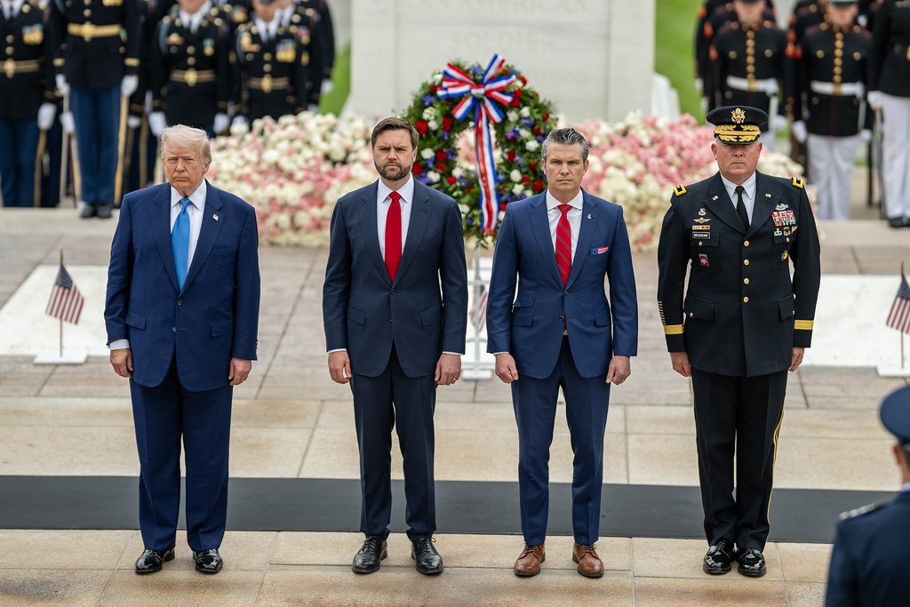 President Trump, Vice President Vance, and Secretary Hegseth at the Tomb of the Unknown Soldier on Memorial Day