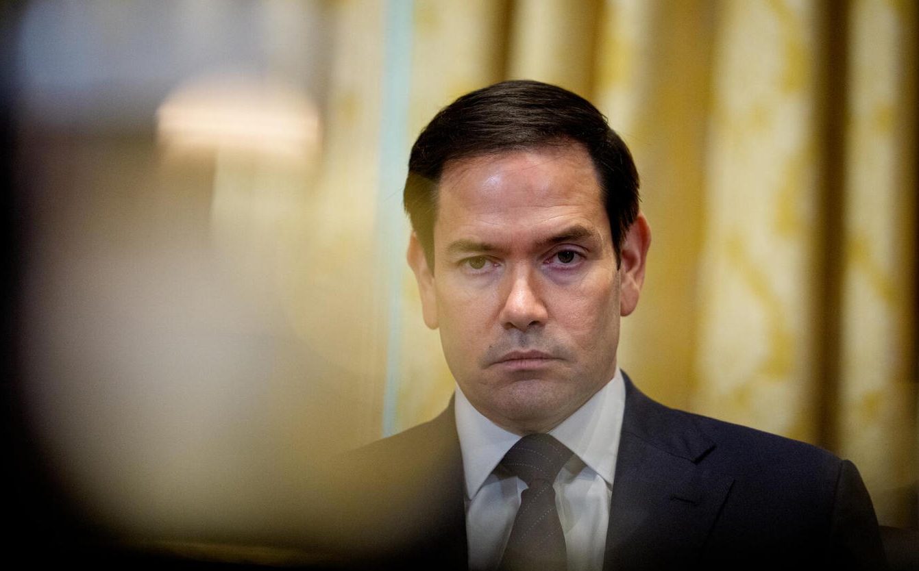 Secretary of State Marco Rubio in a West Wing corridor